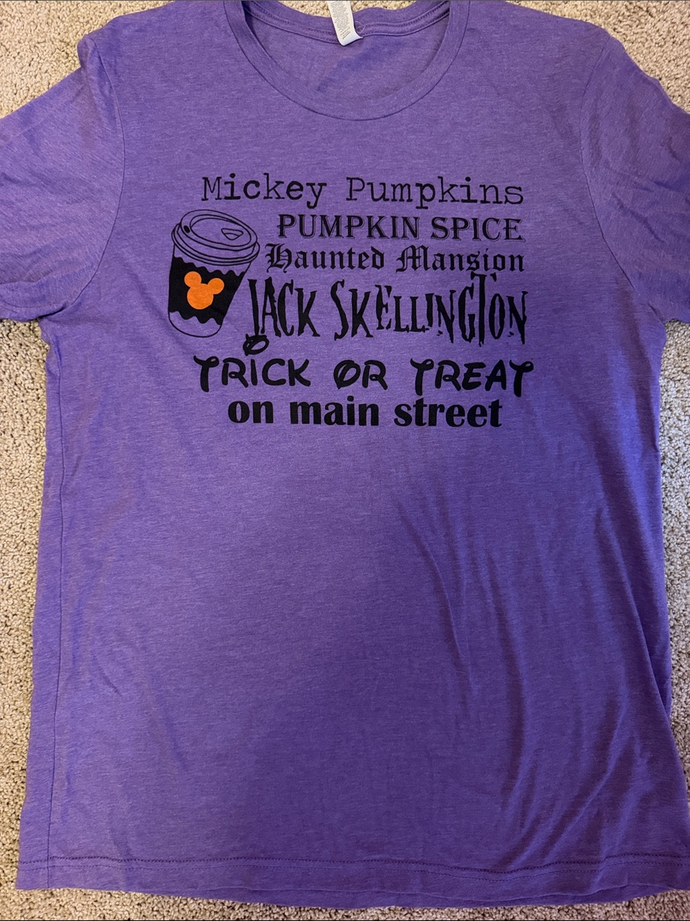 Bella Canvas Purple Halloween Graphic Tee with Black and Orange Print